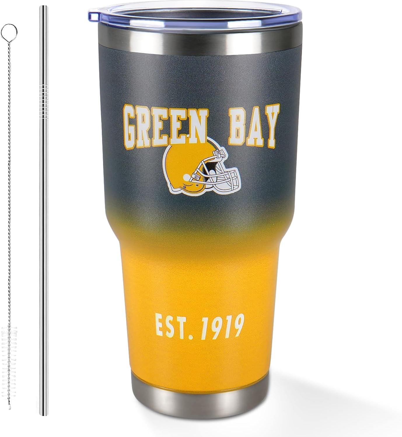 30oz Insulated Car Tumbler Coffee Mug,Sports Travel Football Mug, Classic Collection Gifts for Men Women Fans,With lid and straw