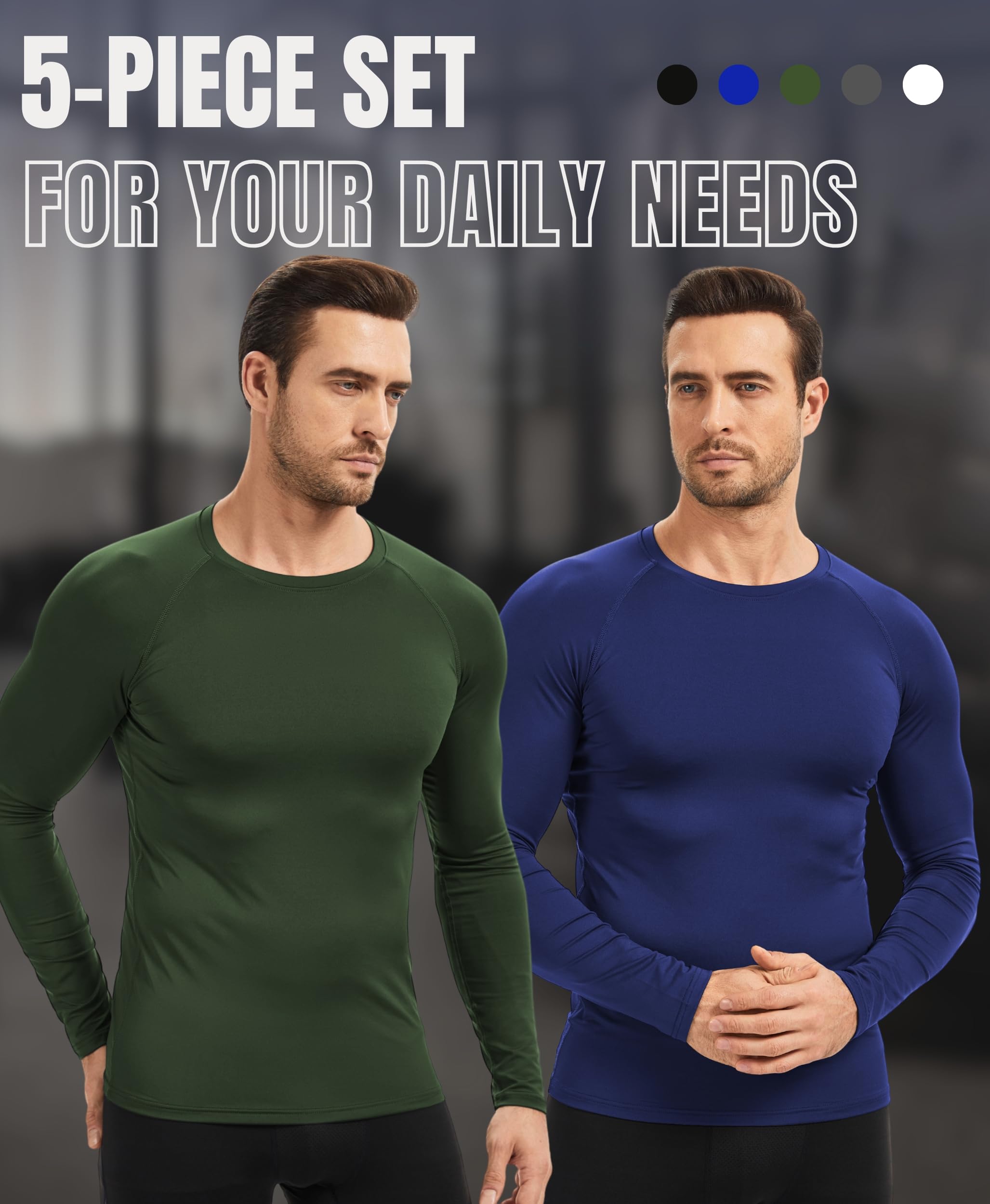 AMZSPORT Camiseta de Compresión de Manga Larga para Hombre Lote de 3 T-Shirt Transpirable Sport Running