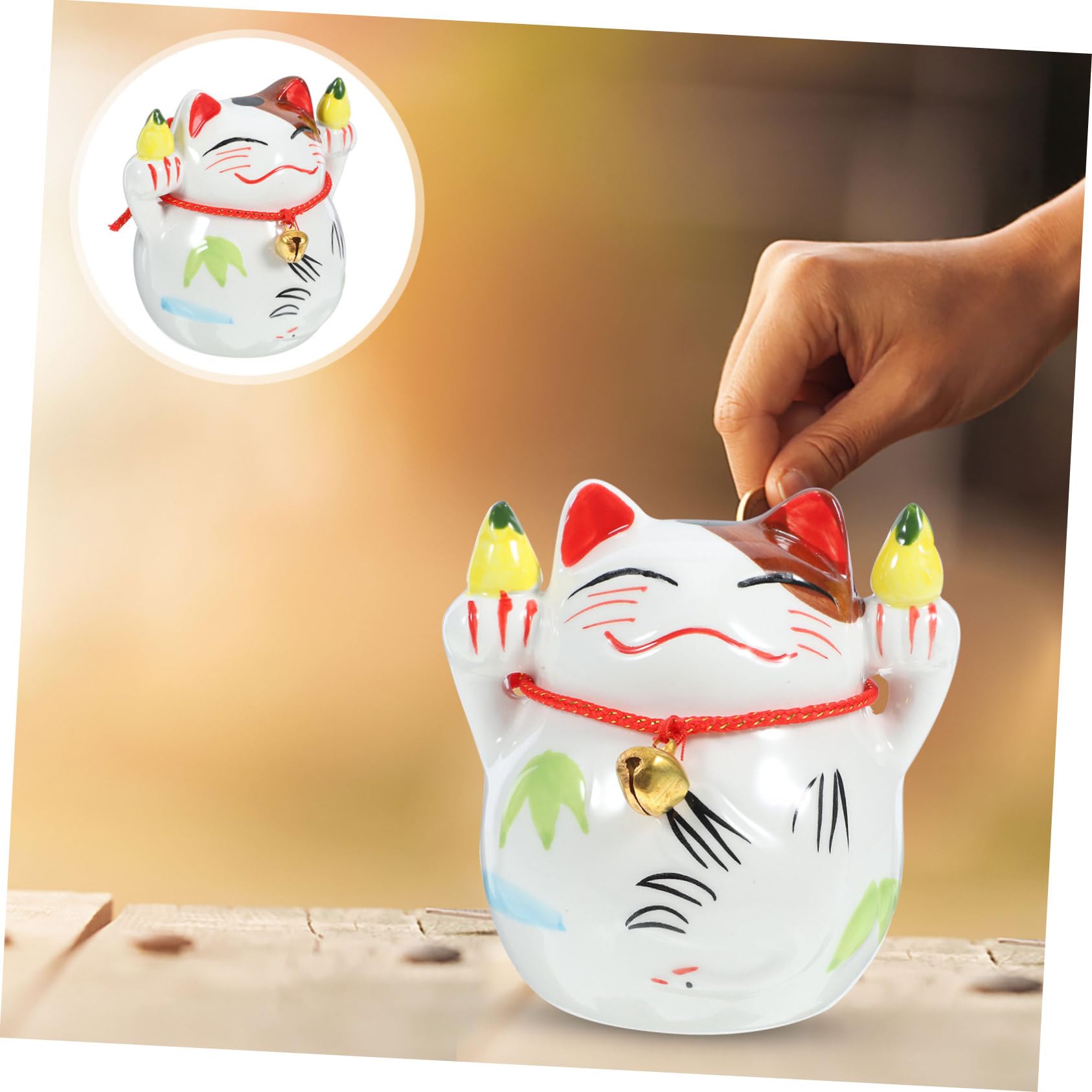 NAMOARLY 1pièce Chat De Céramique Économiseur Décoratif Forme De Maneki Neko Petit Objet De Bureau Design Adorable Et pour Économiser