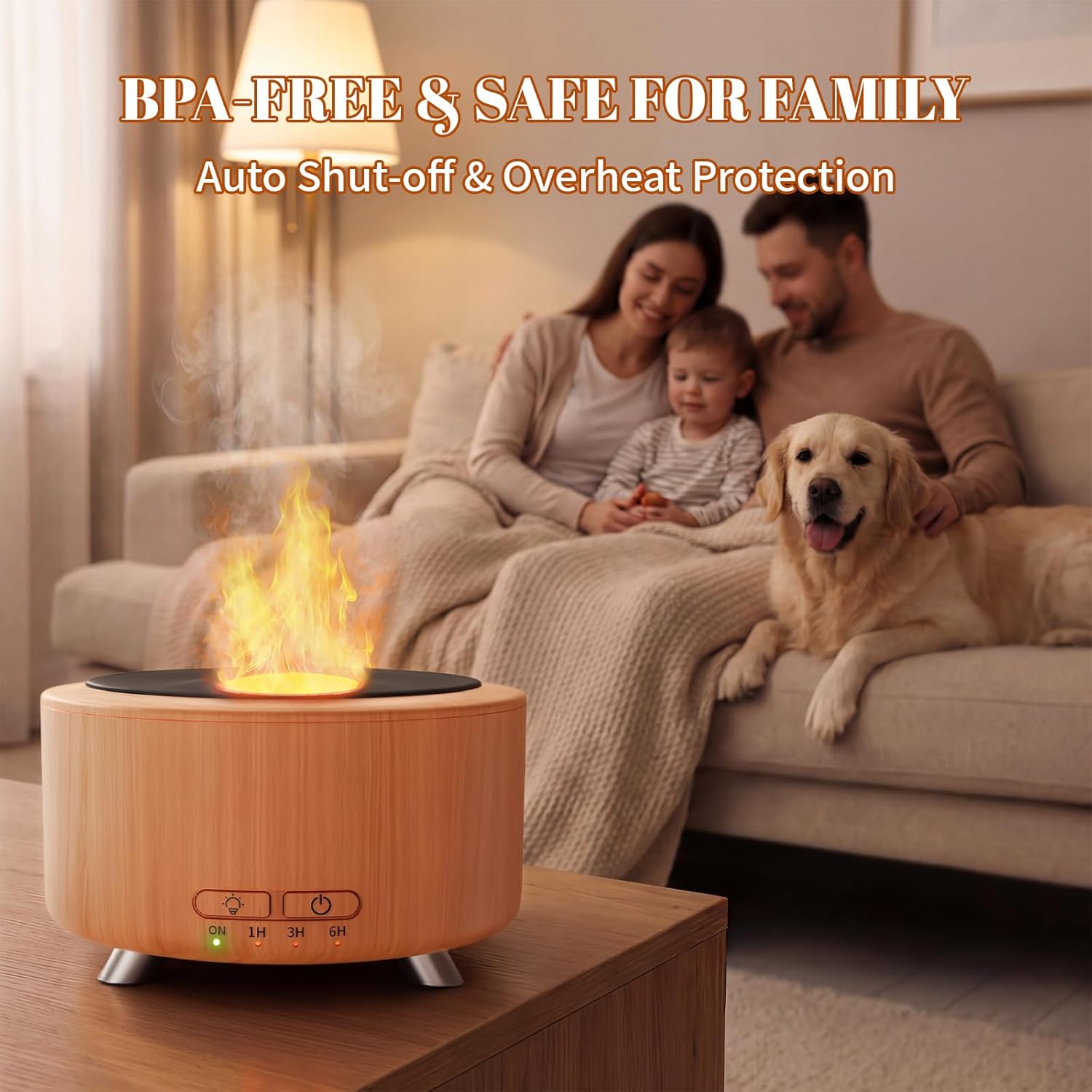 Essential Oil Diffuser for Home, 500ML Aromatherapy Diffuser Oil Machine for Office Room Yoga, Aroma Diffuser with Auto-Off Function, 9 Colors LED Night Light, Light Wood