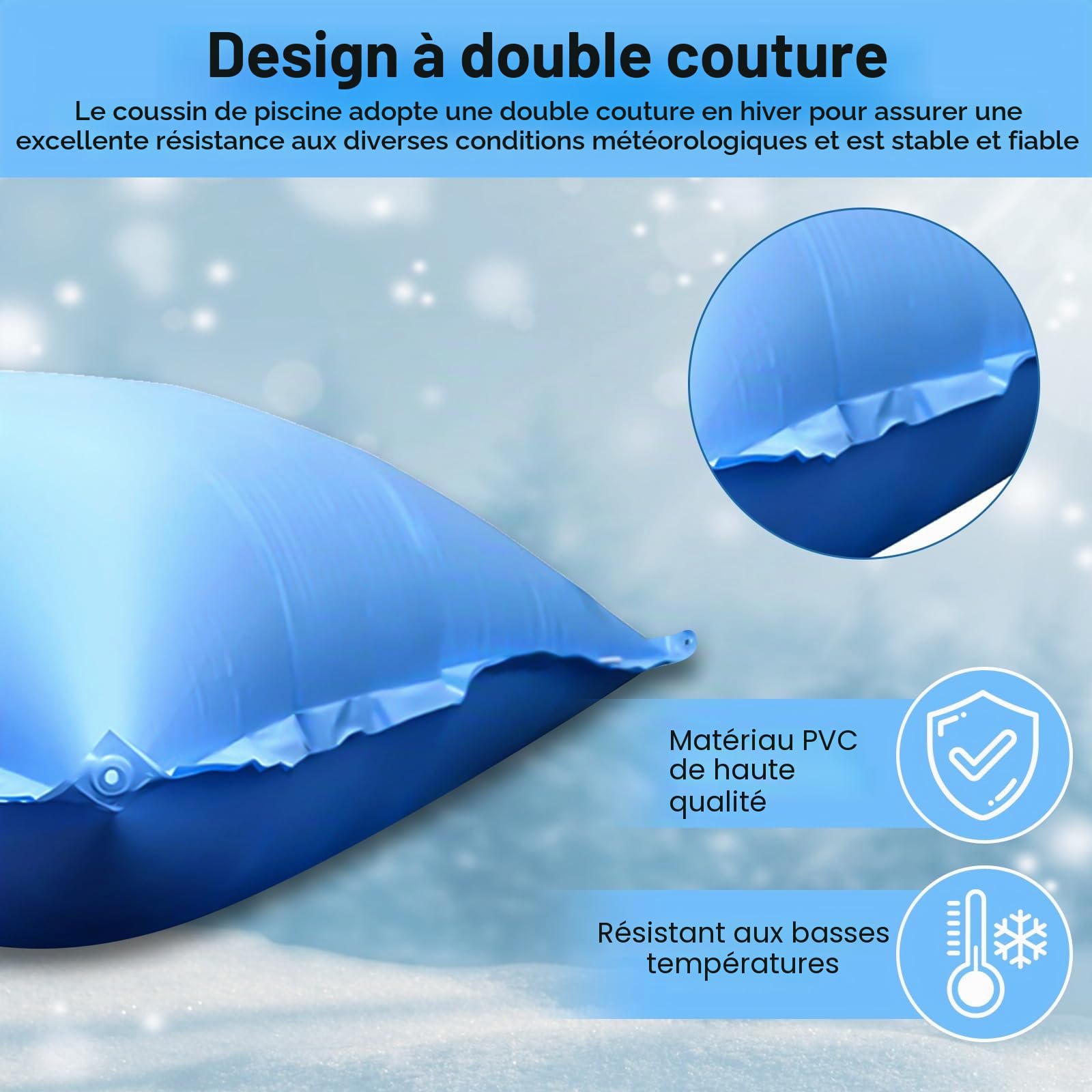 Coussin de piscine - Rectangulaire - 120 x 120 cm - Pour couverture de piscine - Résistant à l'hiver