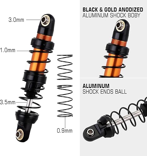 Miniatura 4 de INJORA Amortiguador RC 4pcs RC Amortiguador para 110 RC Crawler Car Axial SCX10 90046 AXI03007 TRX4 TRX6 (2.756 in)