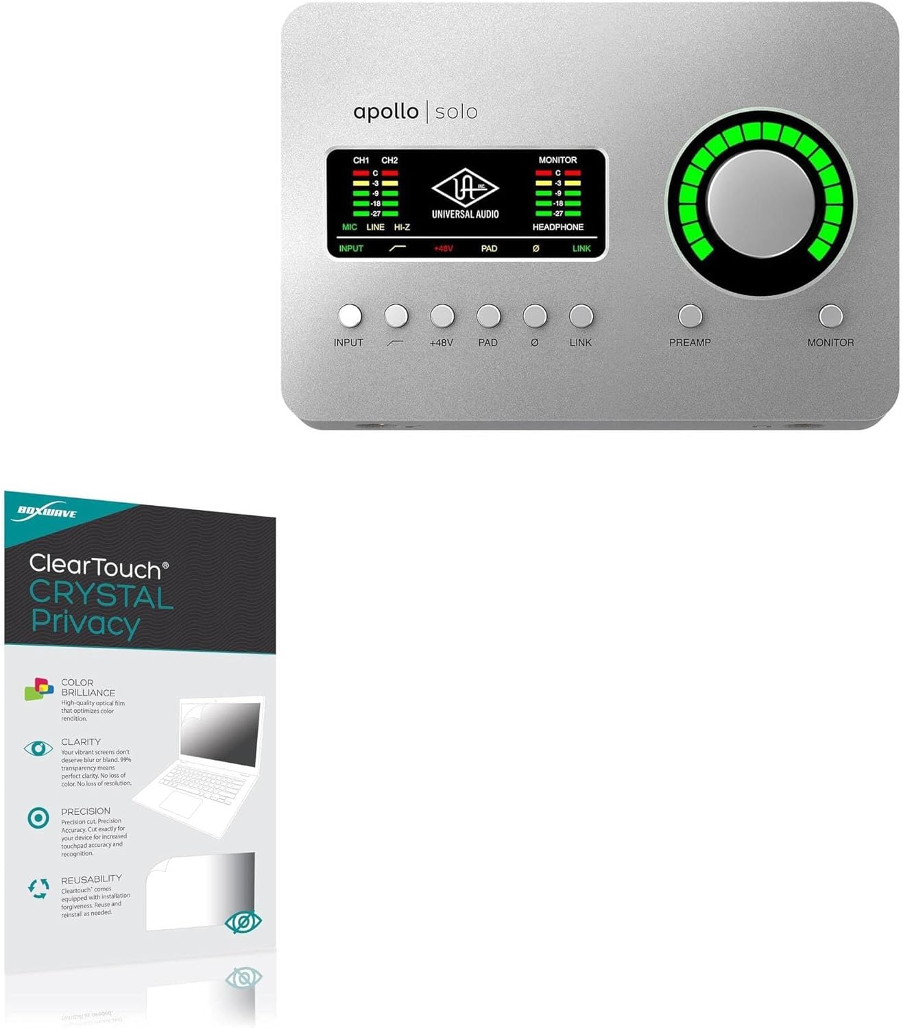 BoxWave Screen Protector Compatible with Universal Audio Solo USB - ClearTouch Crystal Privacy (2-Pack), Privacy Screen Protector Flexible Film Clear