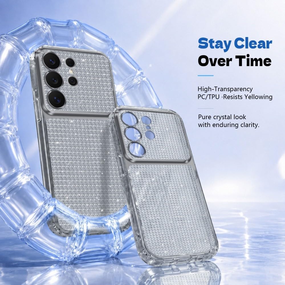 Generic Funda compatible con Samsung Galaxy S23 Plus (color: naranja) a prueba de golpes con purpurina y carcasa trasera de silicona dura