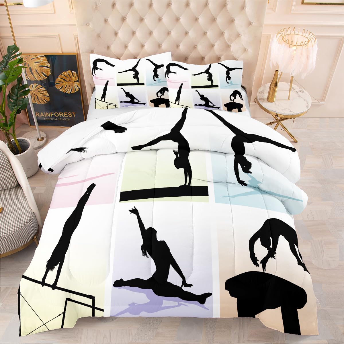 Parure de lit gymnastique King Size : couette légère avec 2 taies d'oreiller