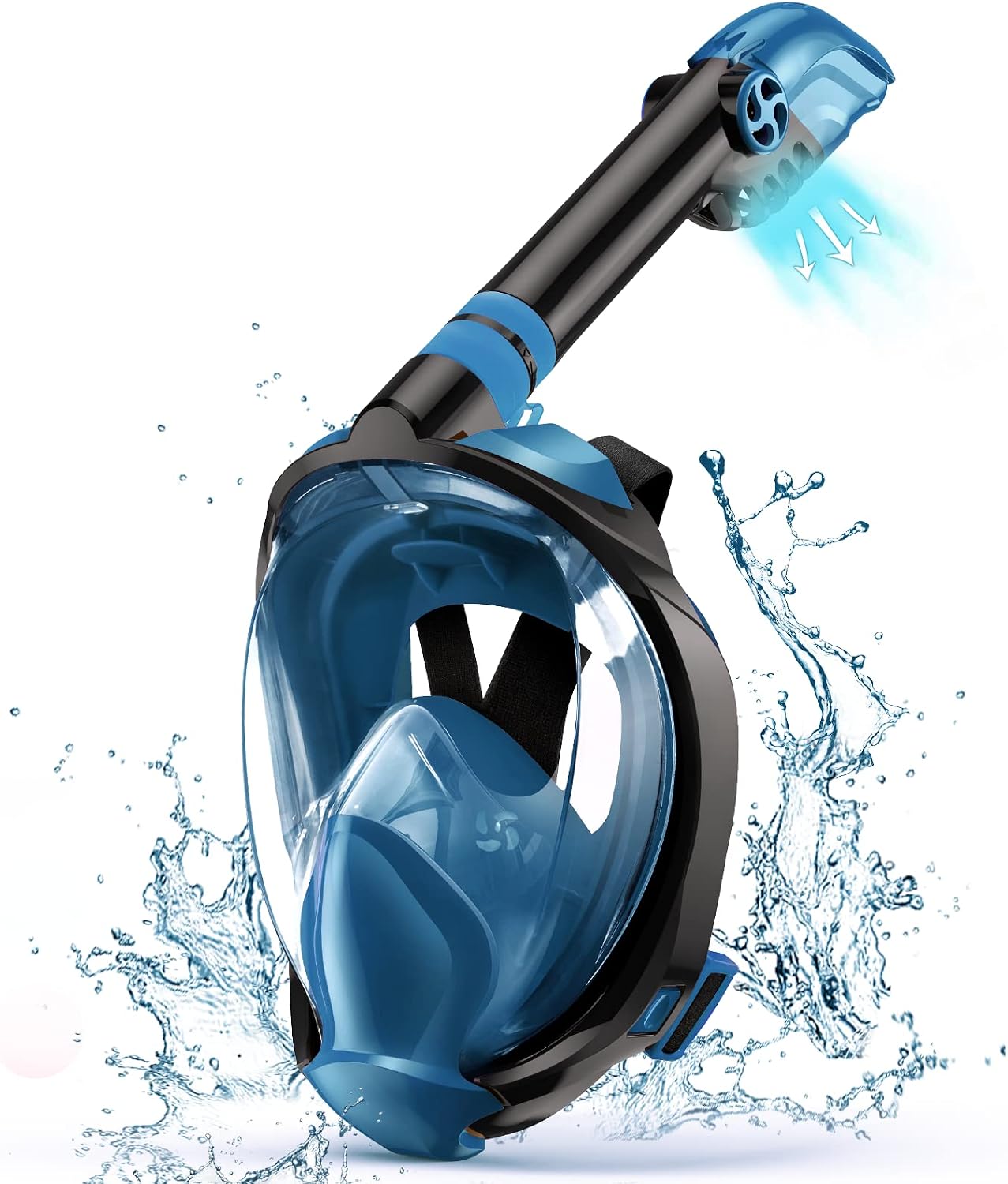 Mifanstech Full Face Snorkel Mask,Snorkeling Gear for Adults Diving Mask Latest Safety Breathing System Foldable 180 Panoramic View Swimming Mask Anti-Fog＆Anti-Leak with Detachable Camera Mount