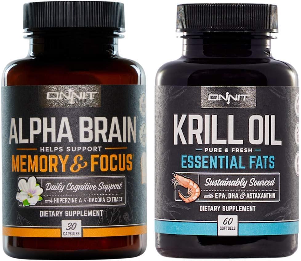 ONNIT Brain Health Stack Alpha Brain 30ct + Krill Oil