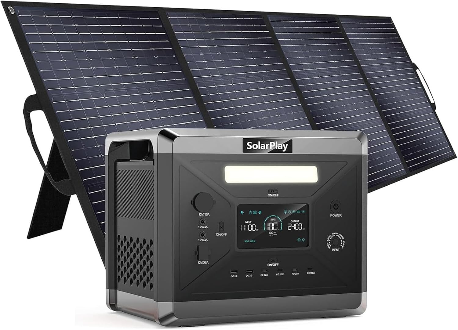 SolarPlay 2400W Portable Power Station, 2160Wh Solar Generator with 200W Solar Panel, BMS Emergency Power Station for Home Backup, Camping, Outdoor Battery Backup Q2501+200W - Image 1 of 9