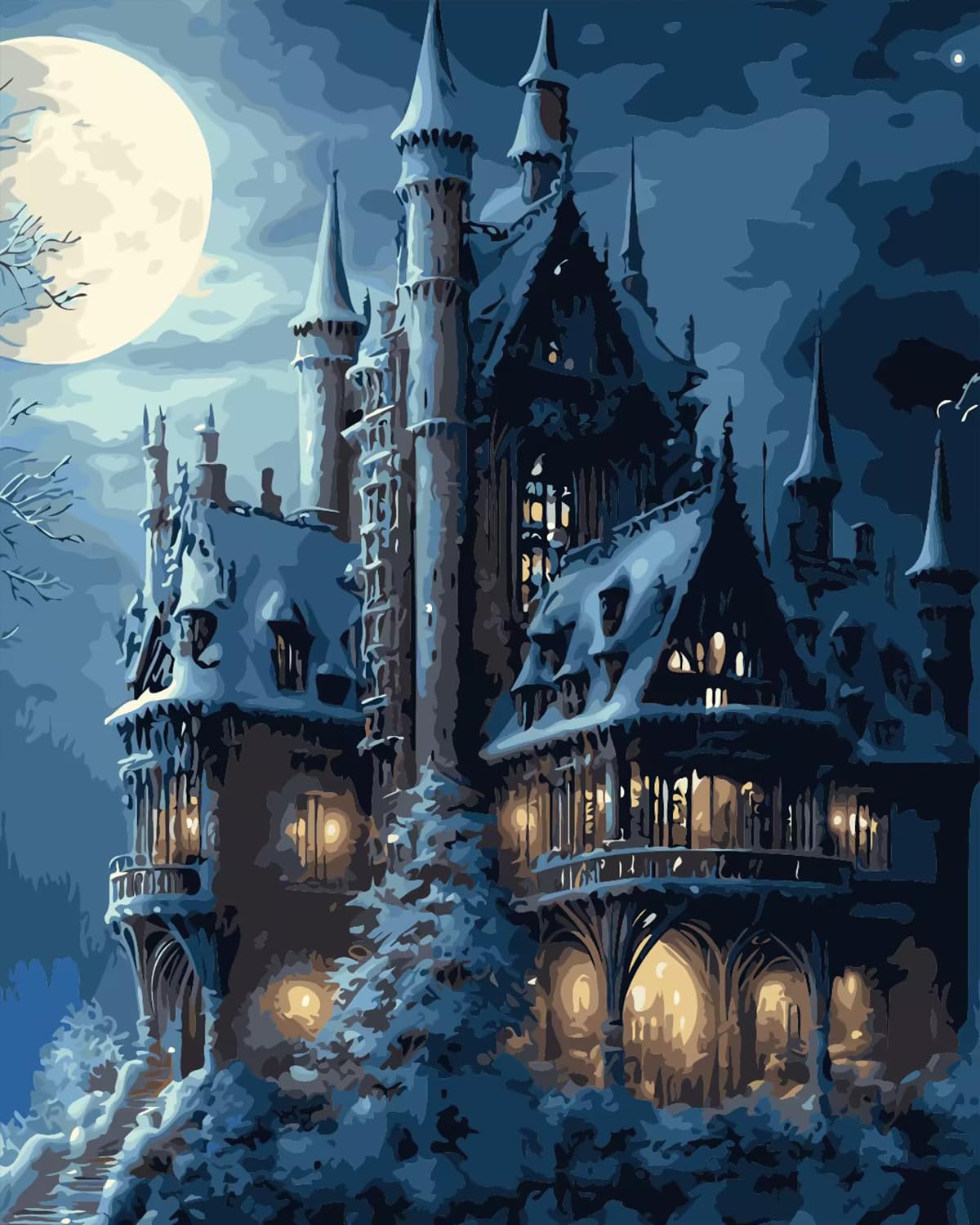 TARATH Kit de Pintura por Números para Adultos, Pintura ai Óleo Pintada a Mano, Kit de Lienzo para Principiantes, Pintura por Números, para Decoración Del Hogar, Castillo (40 x 50 cm, Sin Marco)