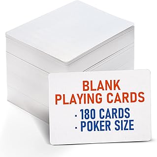LotFancy Blank Playing Cards, 180PCS White Blank Index Flash Cards to Write on, Study Learning Cards, DIY Gift Card, Game Cards, Matte Finish, Poker Size, 2.5" x 3.5"