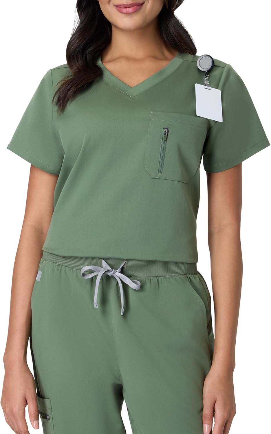 Hanes Womens Scrub Top, Comfort Fit 1-Pocket Healthcare Top for Women, Moisture-Wicking Medical Scrubs
