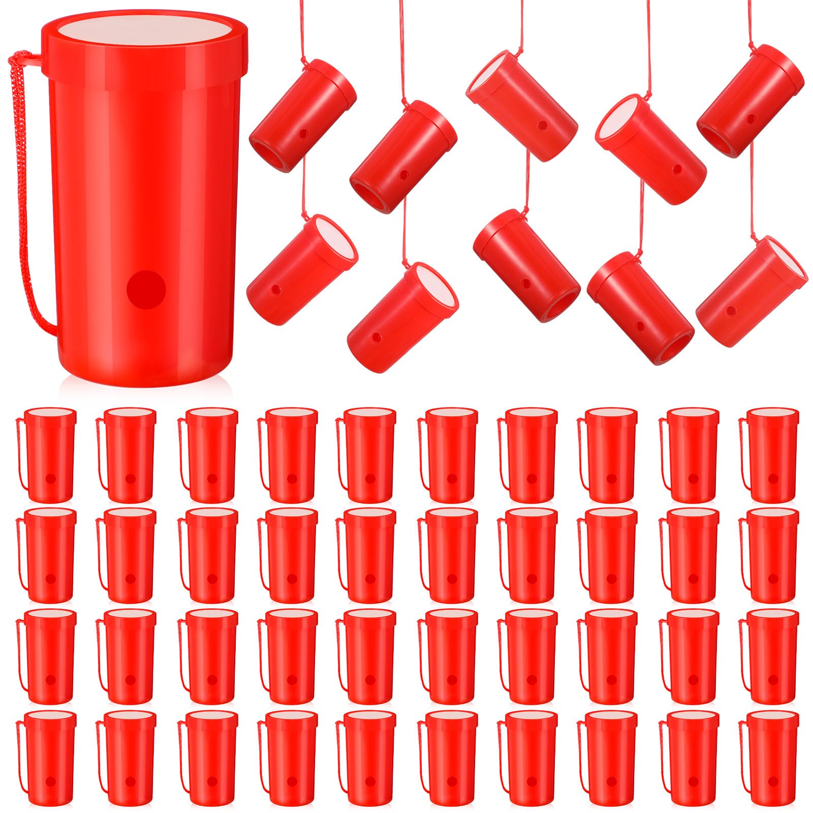 Jenaai 50 Pcs Mini Air Horn 3 Inch Noisemakers for Sporting Events Fun Stadium Loud Noise Maker Blow Horn Noise Whistle with Lanyard for Birthday