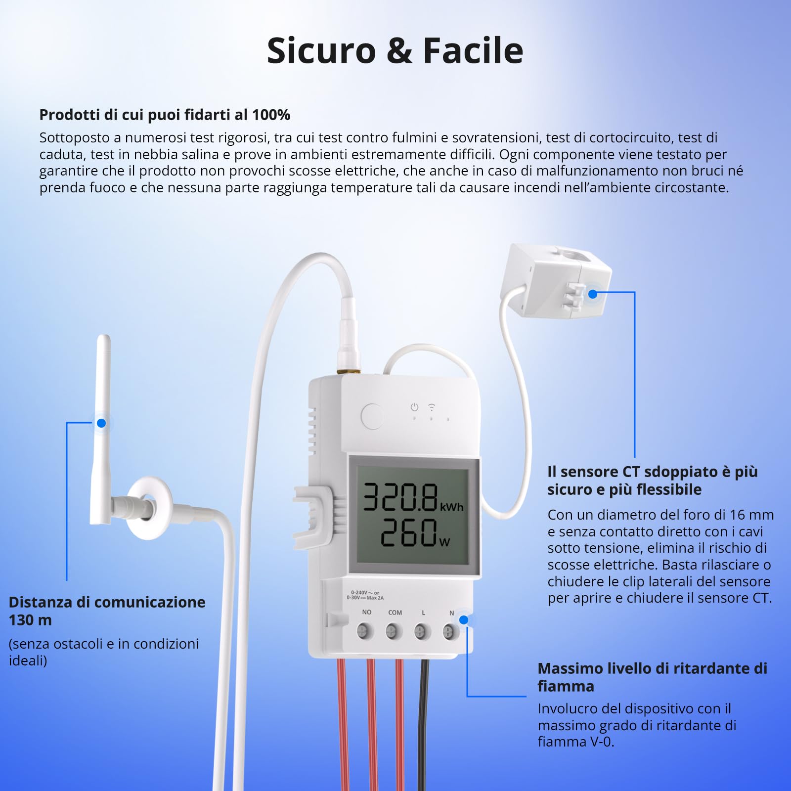 SONOFF Misuratore di Consumo Energetico WiFi POWCT Bianco