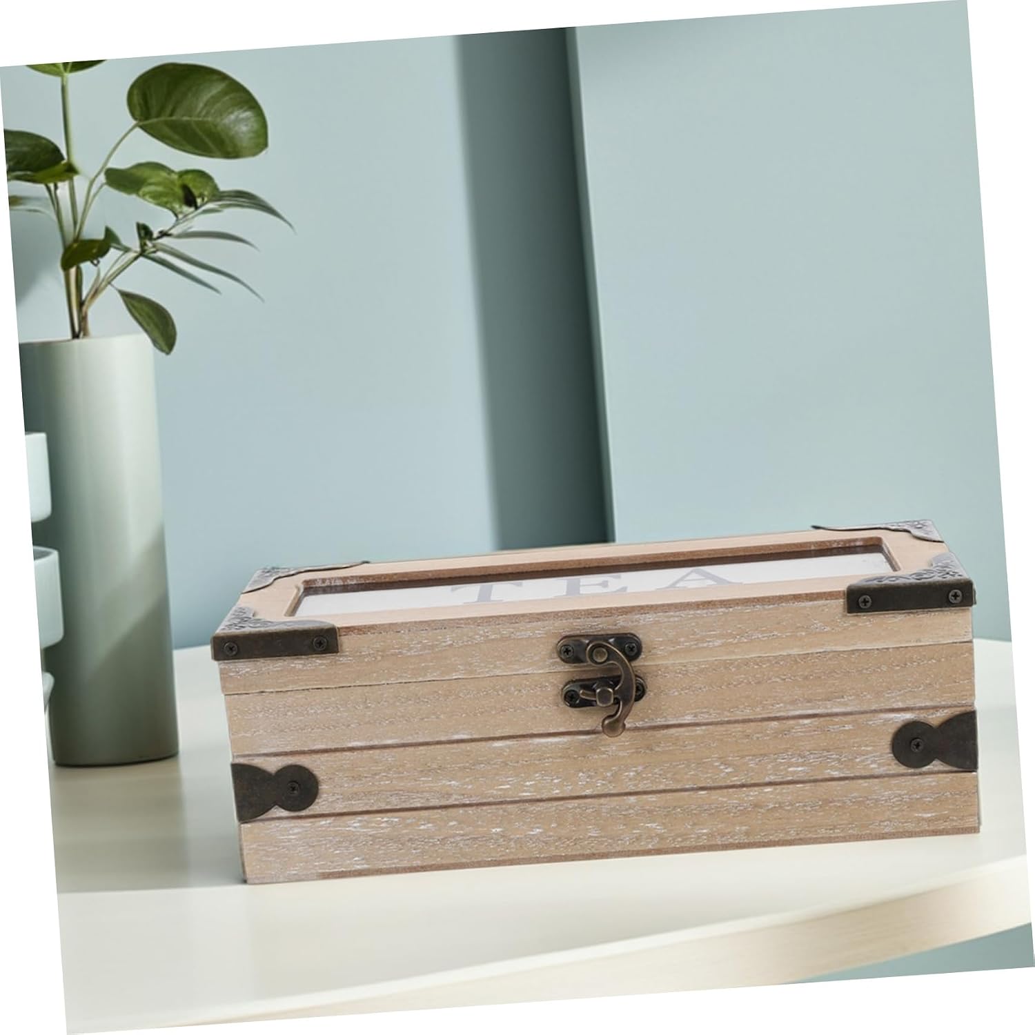 Wood Tea Bag Storage Box with Lid, 3-compartment Organizer image 5