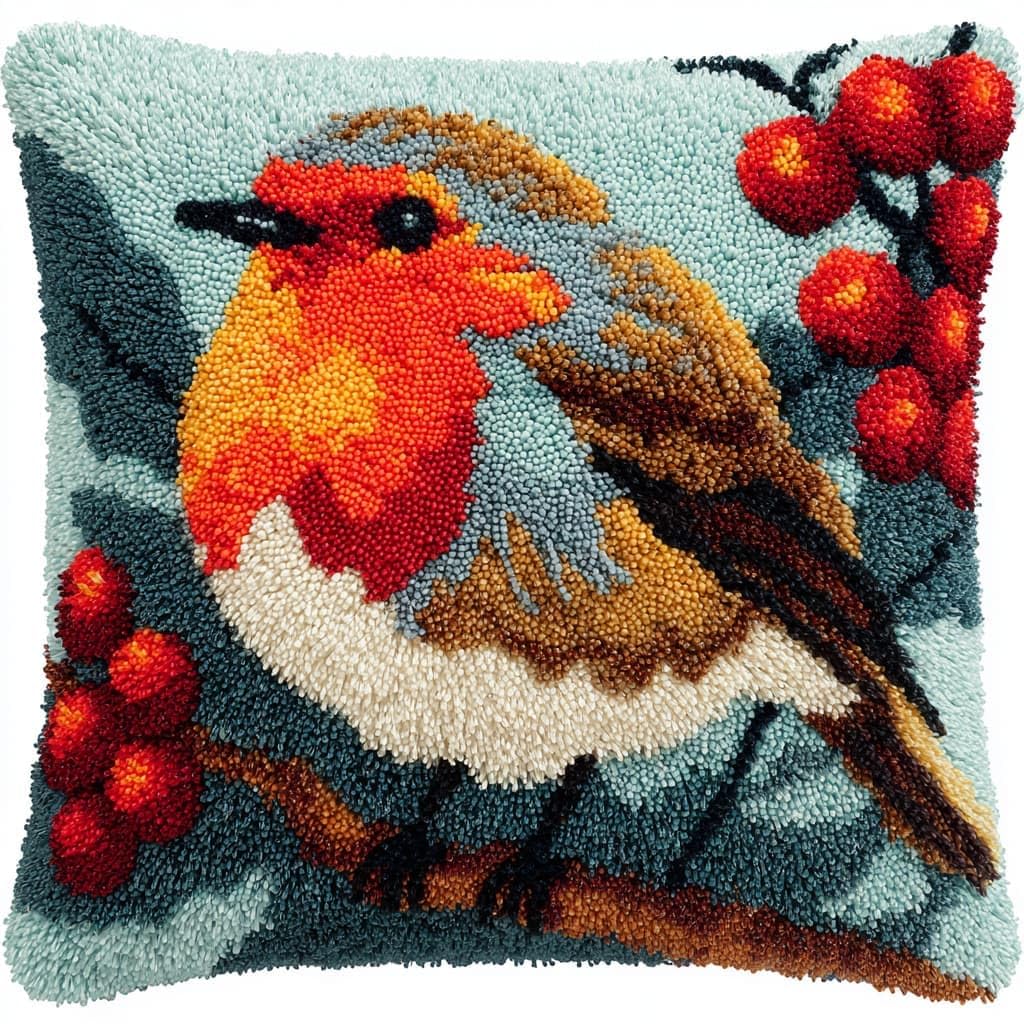 Taxpy DIY Latch Hook Cushion Kits, Animals Birds Needlework Embroidery Set Crochet Needlework Crafts with Latch Hook Tool 43x43cm