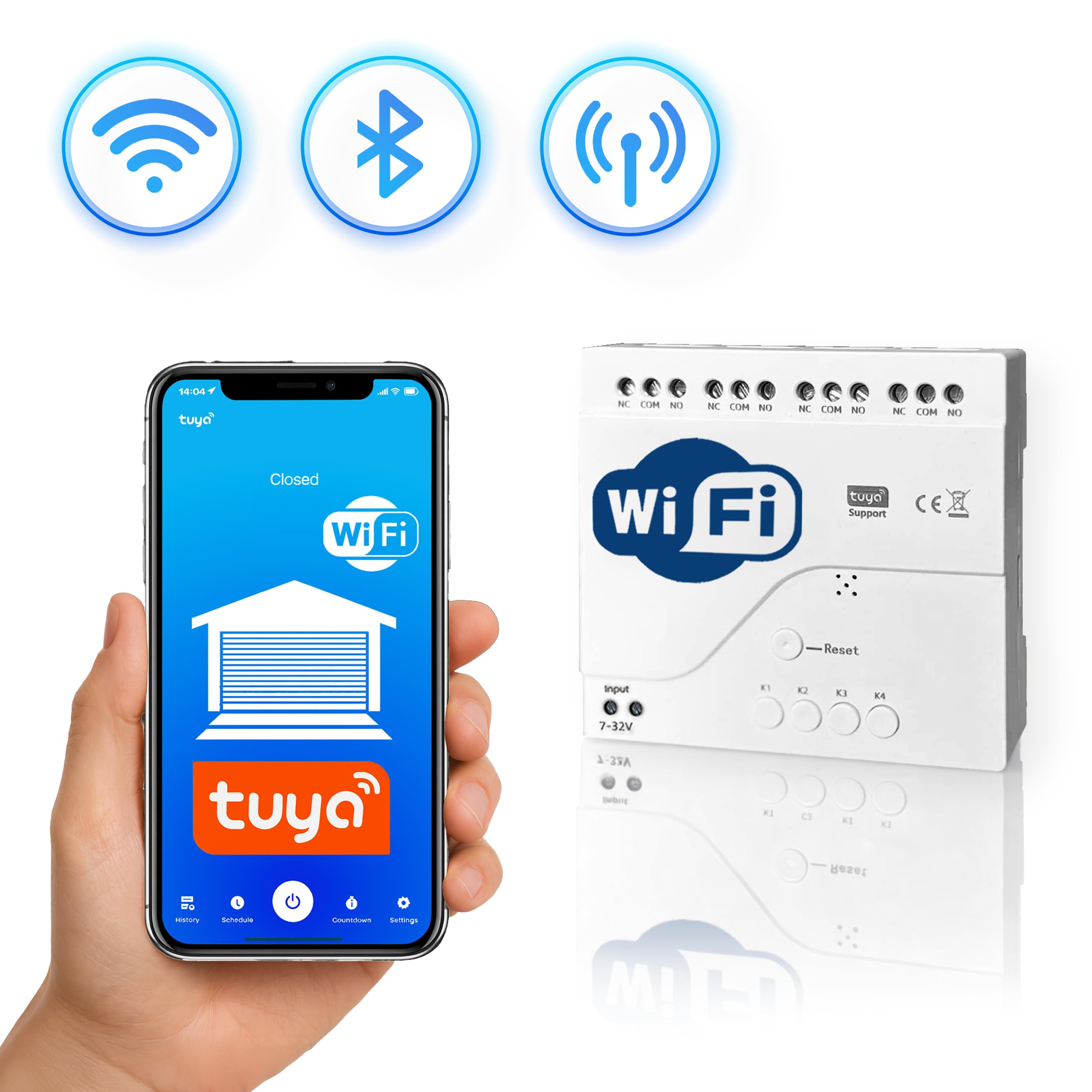 TECHGLOBE - Set di attuatori scorrevoli, 2000 kg, azionamento elettrico per cancelli scorrevoli, WIFI + lampada LED + 4 telecomandi, per cancello scorrevole