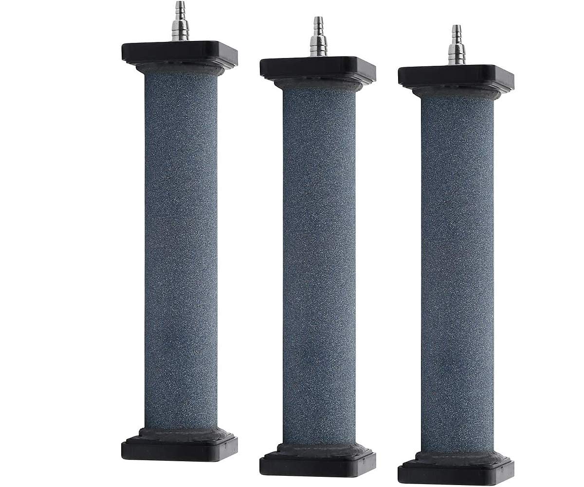 3 cylindri, Pietra porosa, 210x40 mm, diffusori d´Aria Acquario e laghetto in carborundum
