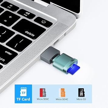 TF Card Reader, Micro SD Card Reader, Type C TF Memory Card Reader Adapter with USB C to USB Adapter Compatible with Laptops, MacBook, Samsung Galaxy (Blue)