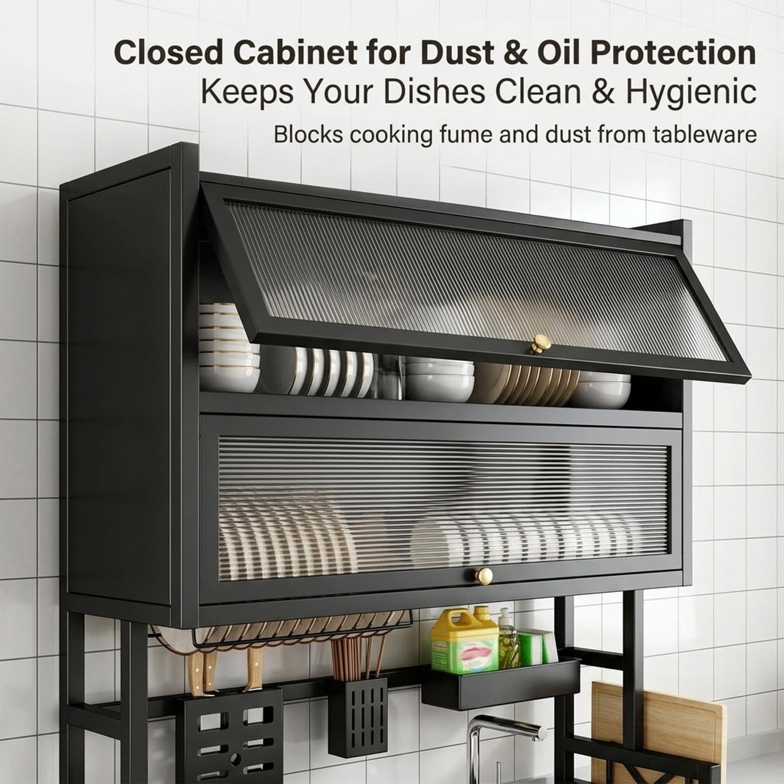 Égouttoir à Vaisselle à 2 Niveaux Grande Capacité, Organisateur de Cuisine