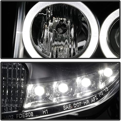 Miniatura 7 de ACANII - Para Ford Escape 2008-2012 LED Halo Black Housing Proyector Faros Faros Delanteros, Lado del Conductor y del Pasajero