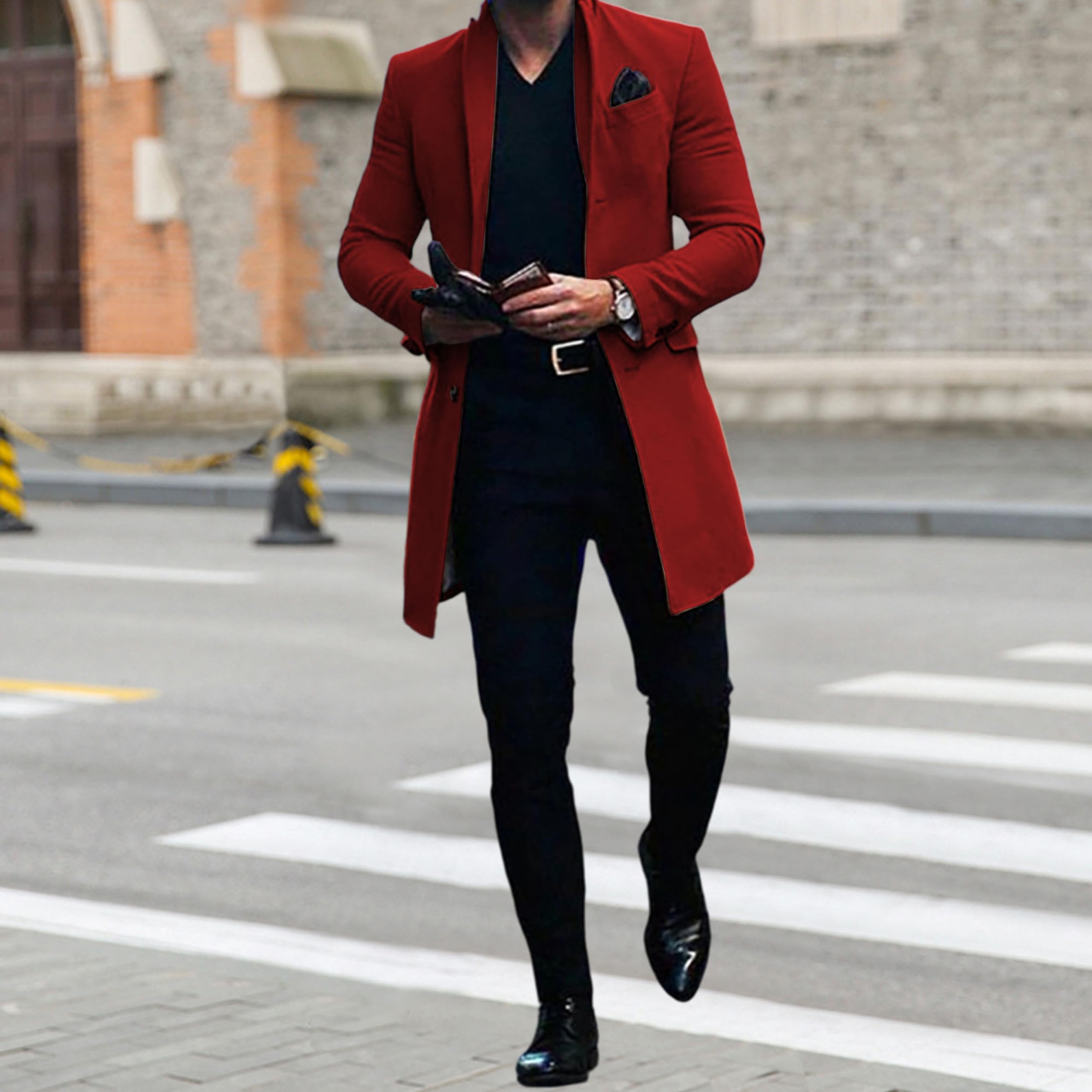 Cappotto invernale da uomo, slim fit, casual, monopetto, trench, lunghezza media, termico, business, caban