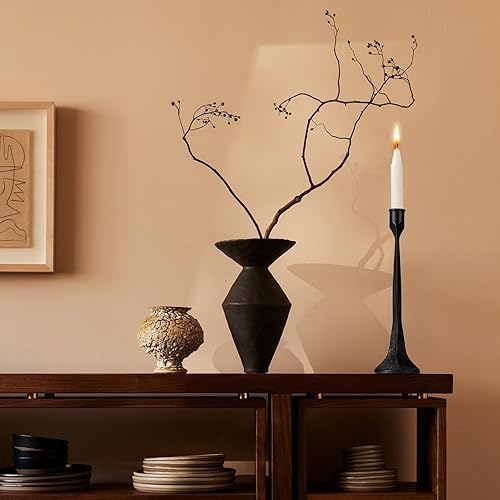 Miniatura 7 de Juego de 3 portavelas cónico de hierro, portavelas decorativos negros, se adapta a velas de 34 pulgadas de grosor, soporte de velas alto de metal