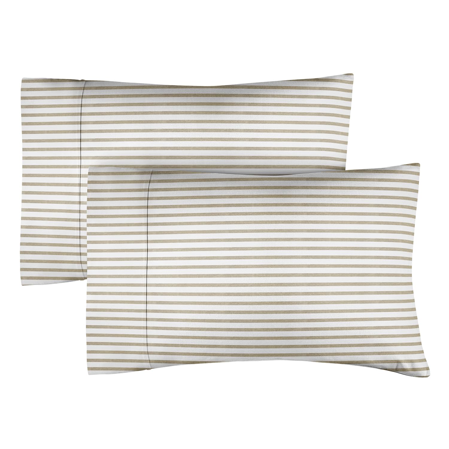 King Pillow Cases Set of 2 - Soft, Hotel Quality Pillowcase Covers - Comfy Bedding for Women, Men, Kids & Teens - Machine Washable Pillow Protectors - 2 Piece - King Size Beige Stripes Pillow Cover