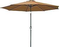 Vista 2 de Trademark Innovations Sombrilla de patio con manivela inclinable - 7' (bronceado), Beige Bronceado, Moderno