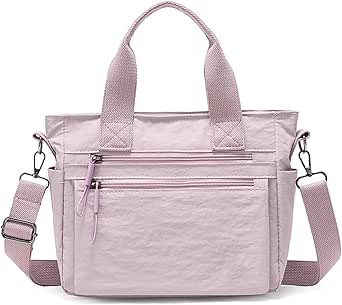 Small Nylon Tote Bag for Women Lightweight Crossbody Tote Handbag with Long Strap for Daily, Work, College &amp; Travel