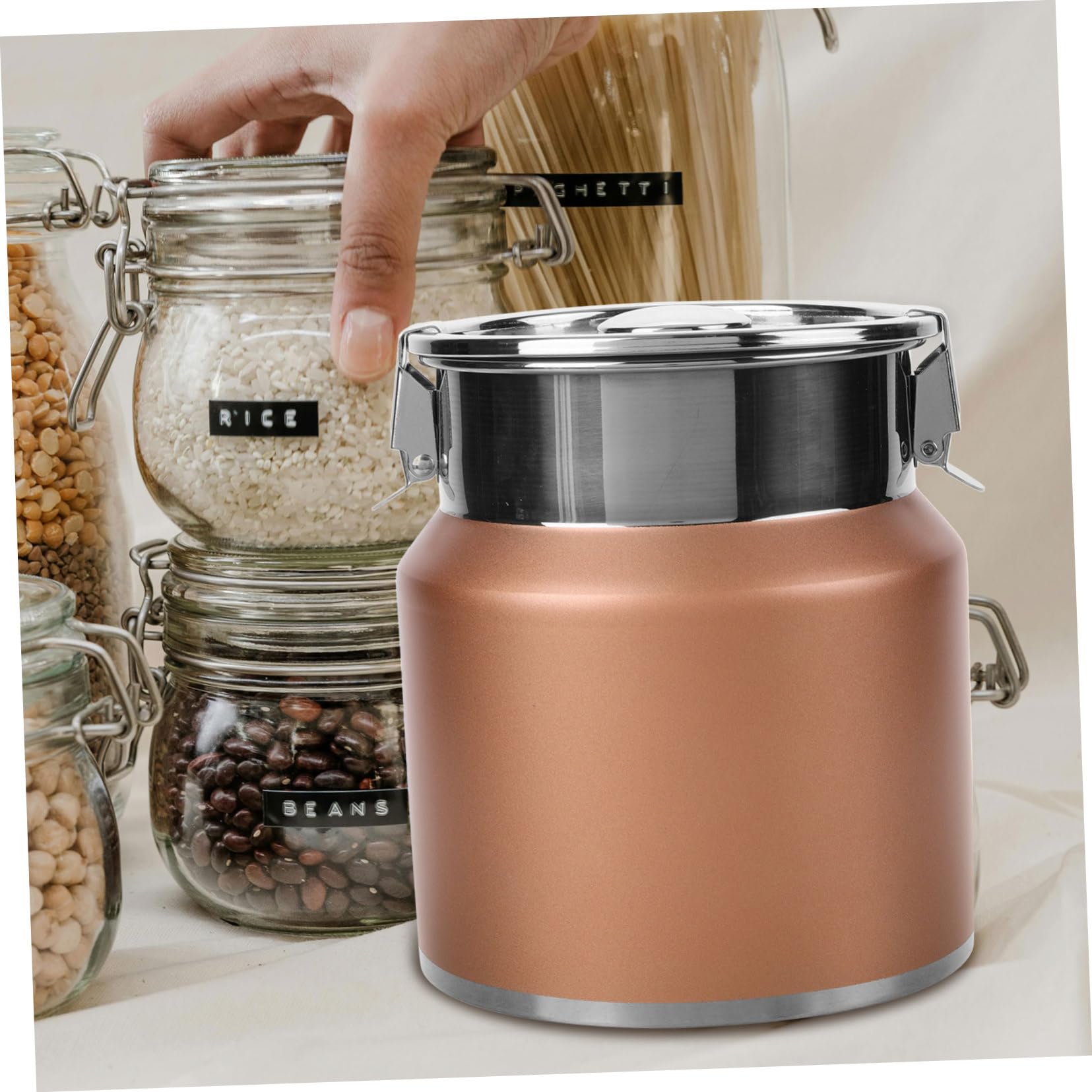 MAGICLULU Lattiera in Acciaio Inossidabile da 2.5l Coperchio Ermetico, Superficie Liscia e Stile Rustico Country, per Casa e Campeggio