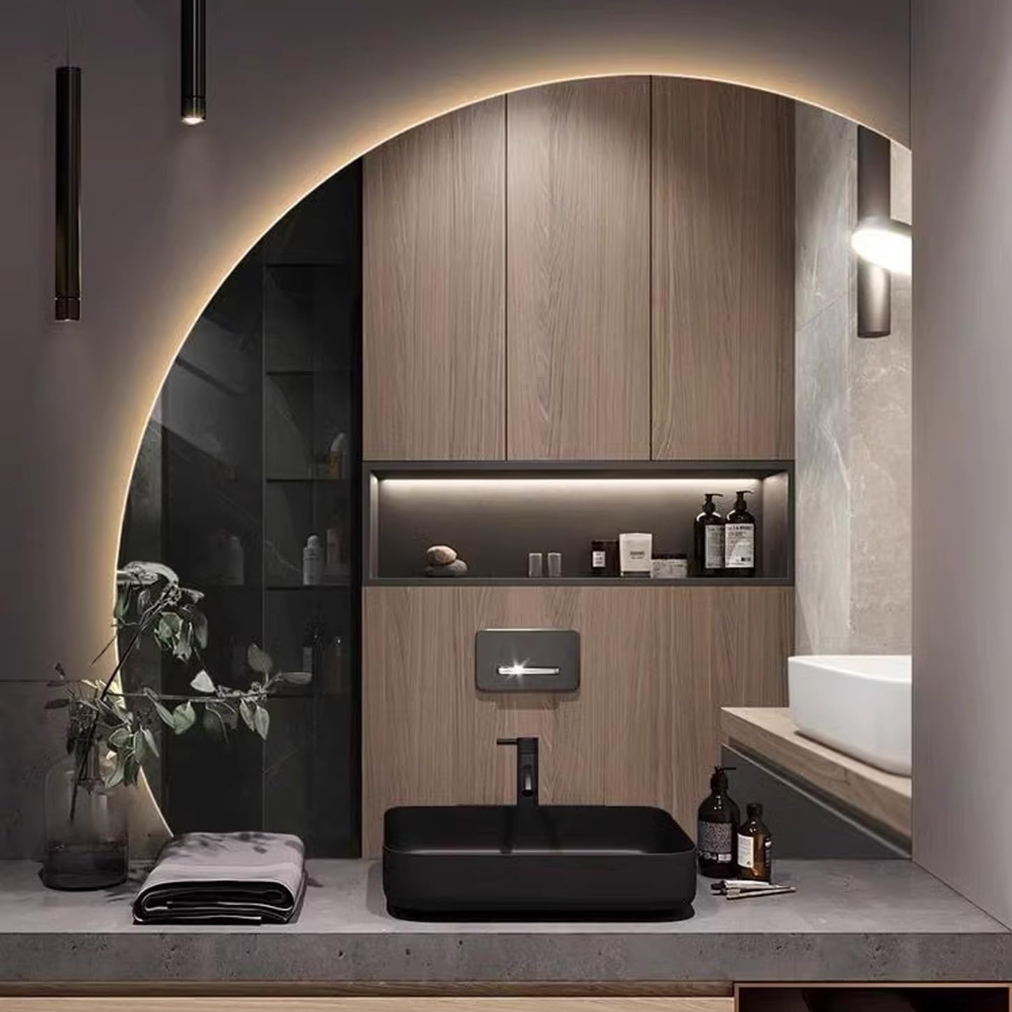 女優ミラー ライト ZXDTVFGN ハーフサークル LED ライト付きメイクアップミラー - 40