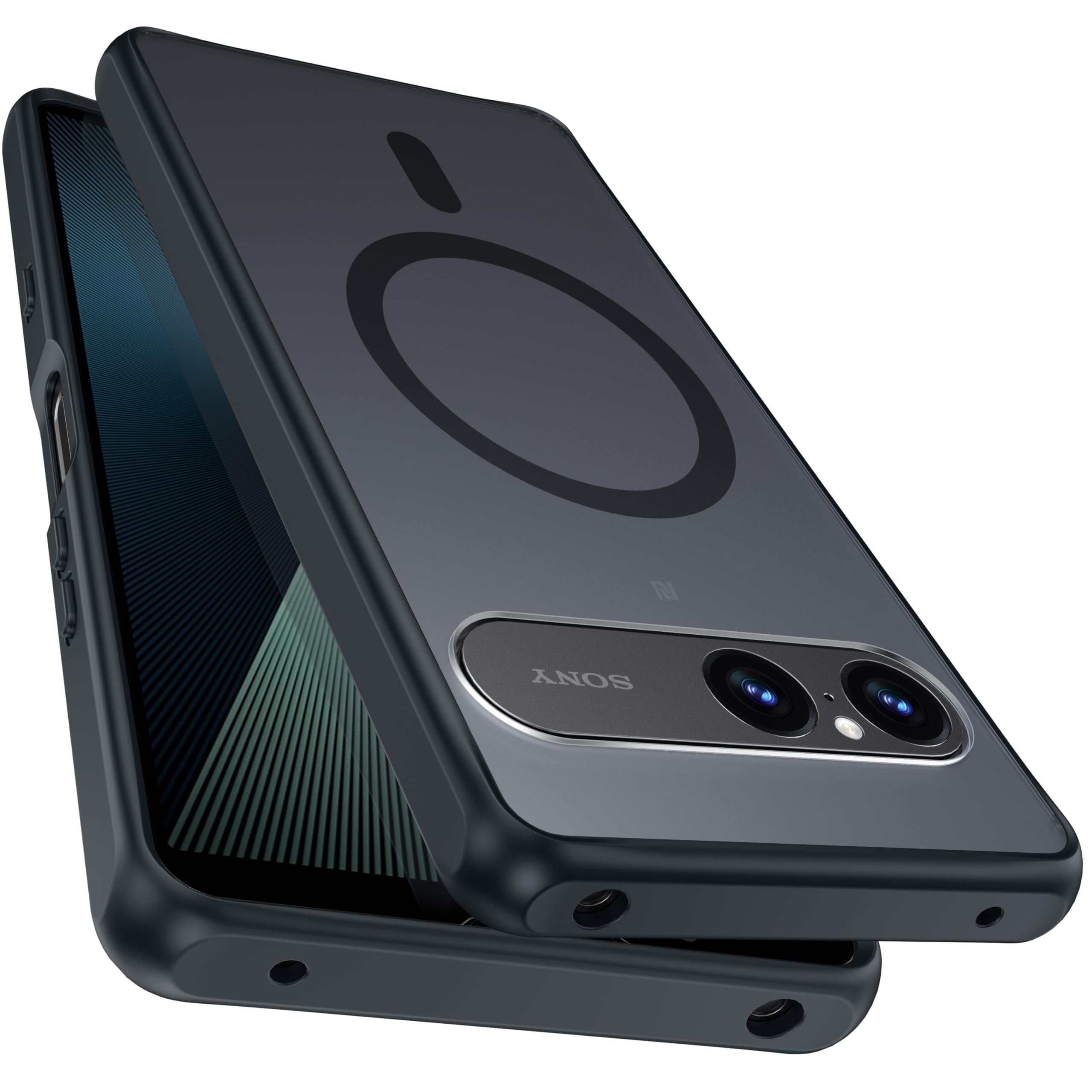 iYiTai Sony Xperia 10 VII ケース【内蔵磁石】SO-52F SOG16 XQ-FE44 2重構造 [TPU+PC] ストラップホール付き 傷防止 四隅滑り止め 耐衝撃 薄型 ワイヤレス充電 ソニーエクスペリア 10 VII カバー(マット・ブラック)
