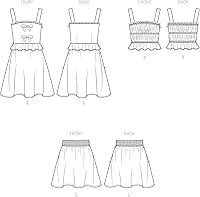 Vista 3 de Simplicity Kit de patrones de costura para vestidos infantiles, top y falda, código S9560, tallas 7-8-10-12-14, multicolor