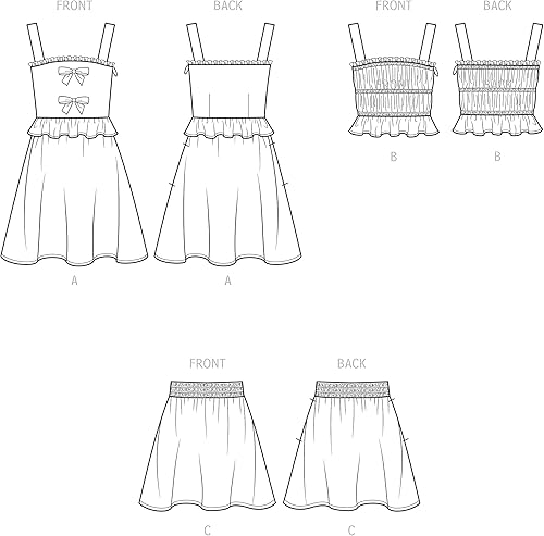 Miniatura 3 de Simplicity Kit de patrones de costura para vestidos infantiles, top y falda, código S9560, tallas 7-8-10-12-14, multicolor