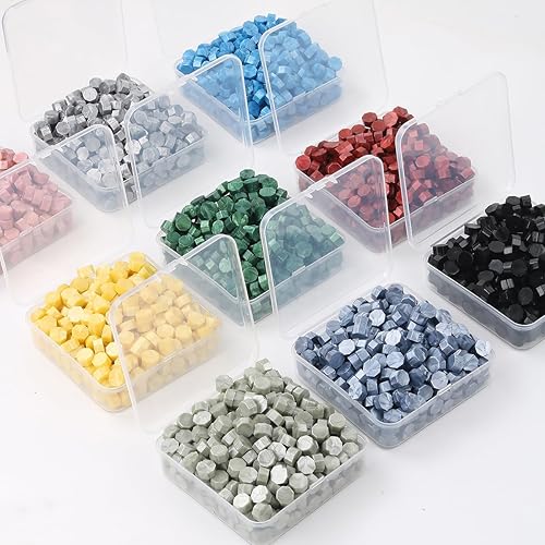 Miniatura 9 de Juego de 300 cuentas de cera de sellado dorado champán para sello de cera con velas y cuchara de fusión, perfecto para tarjetas de Navidad,