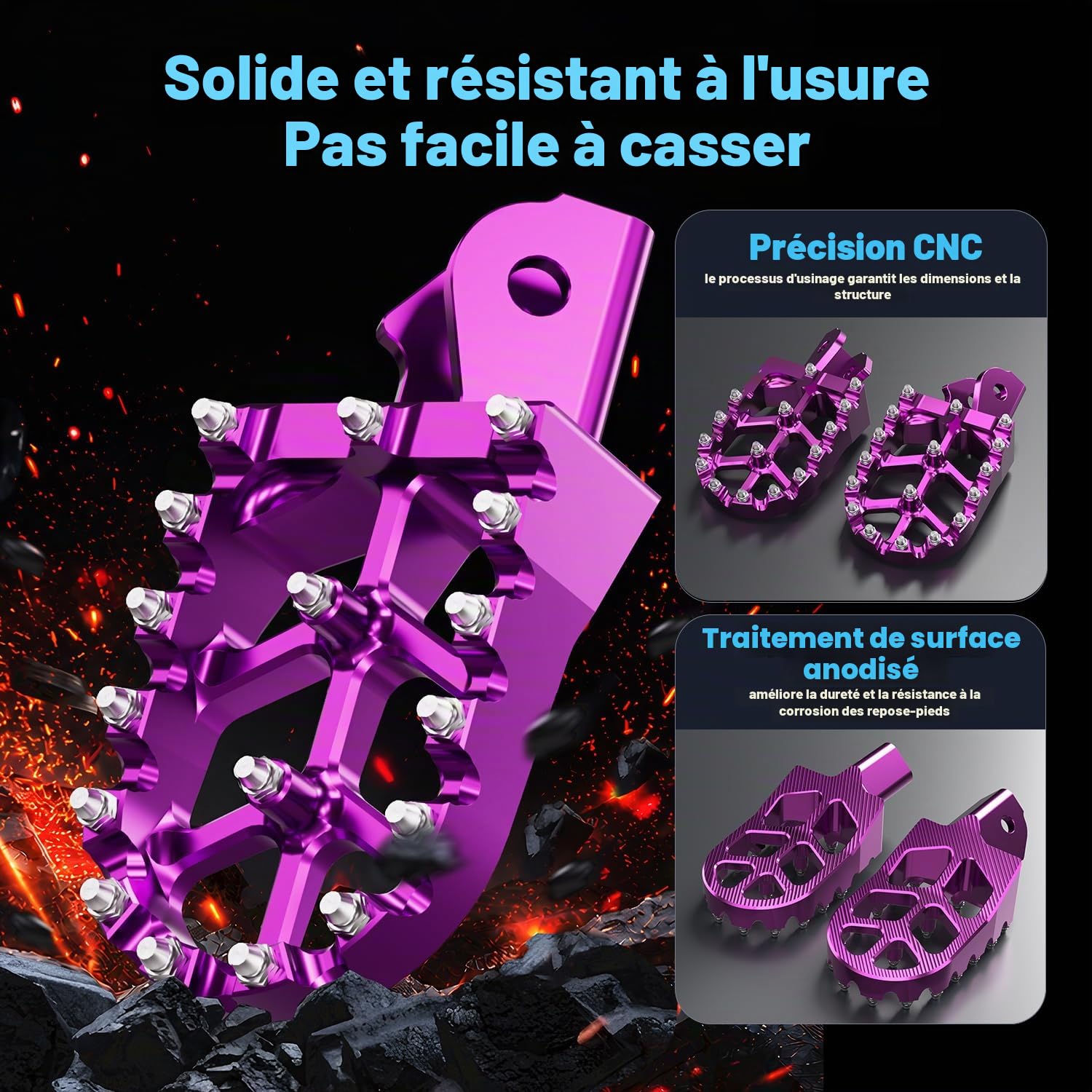 Repose Pied Moto,Cale Pied Moto en Alliage d'aluminium CNC Violet | pour Moto Cross Surron Light Bee X160 X260 Talaria Sting MX3/R MX4 X3/CRF150F 230F 03-19/E Ride Pro S SS 2.0 3.0