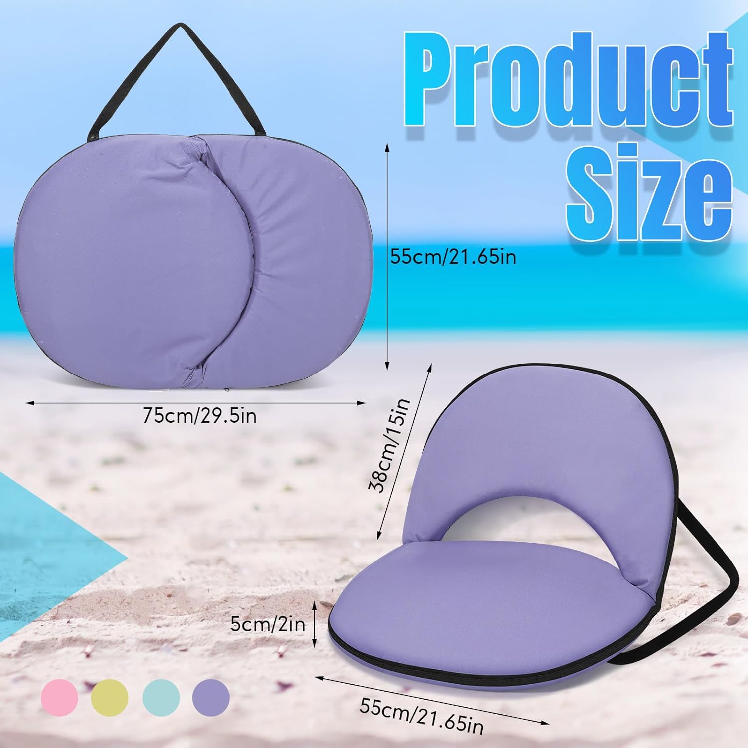 maitys stadium seats for bleachers with back support and cushion pad folding bleacher seat with backrest wide padded elementary school classroom floor chairs, 5 reclining positions macaron 4