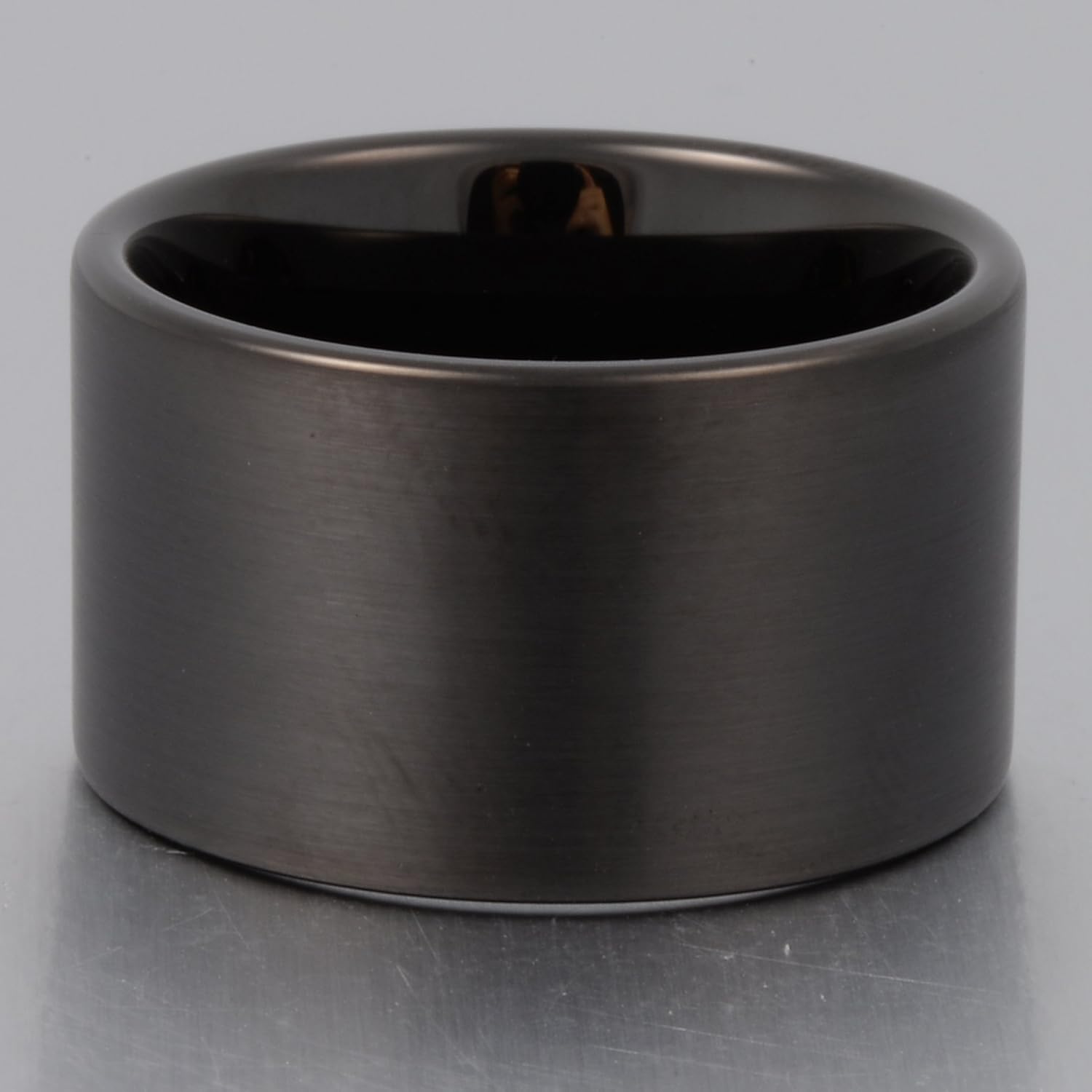 Men 14mm Big Tungsten Metal Ring Black Wedding Engagement Band Flat Top Pipe Cut Matte Finish Comfort Fit - Image 3