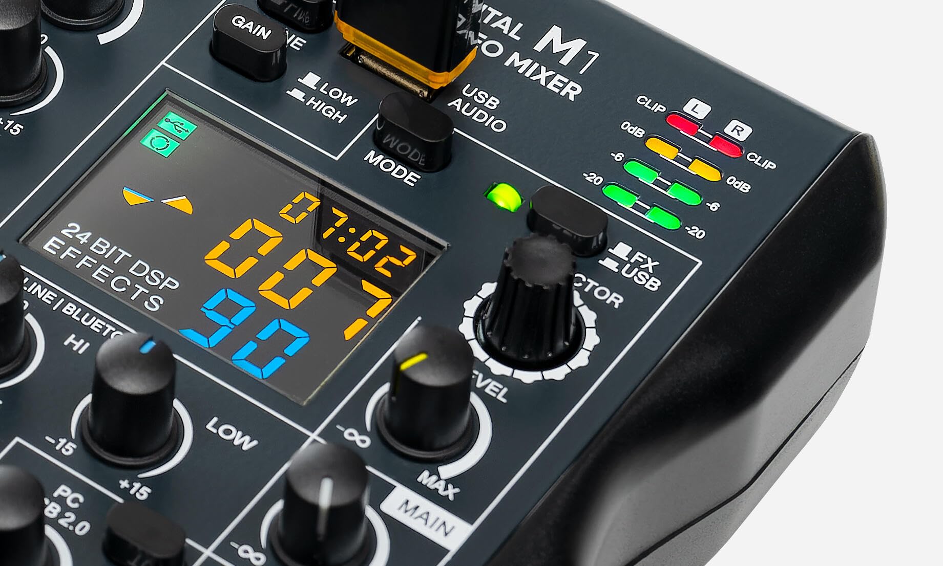 NEXT audiocom M1 4-Kanal Digitalmixer Mischpult für Streaming und Recording mit USB, Bluetooth, Phantomspeisung und DSP Effekten