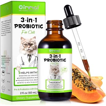 3 in 1 Cat Probiotics Drops 60 ml Probiotics for Cats with Digestive Enzymes and Prebiotics Gut Health & Immunity with Probiotic Suitable for Kittens & Adults