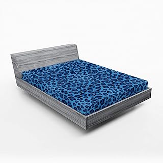 Lunarable Animal Print Fitted Sheet, Leopard Skin Animal Print Design Creative Contemporary Art, Bed Cover with All-Round Elastic Deep Pocket for Comfort, King Size, Blue