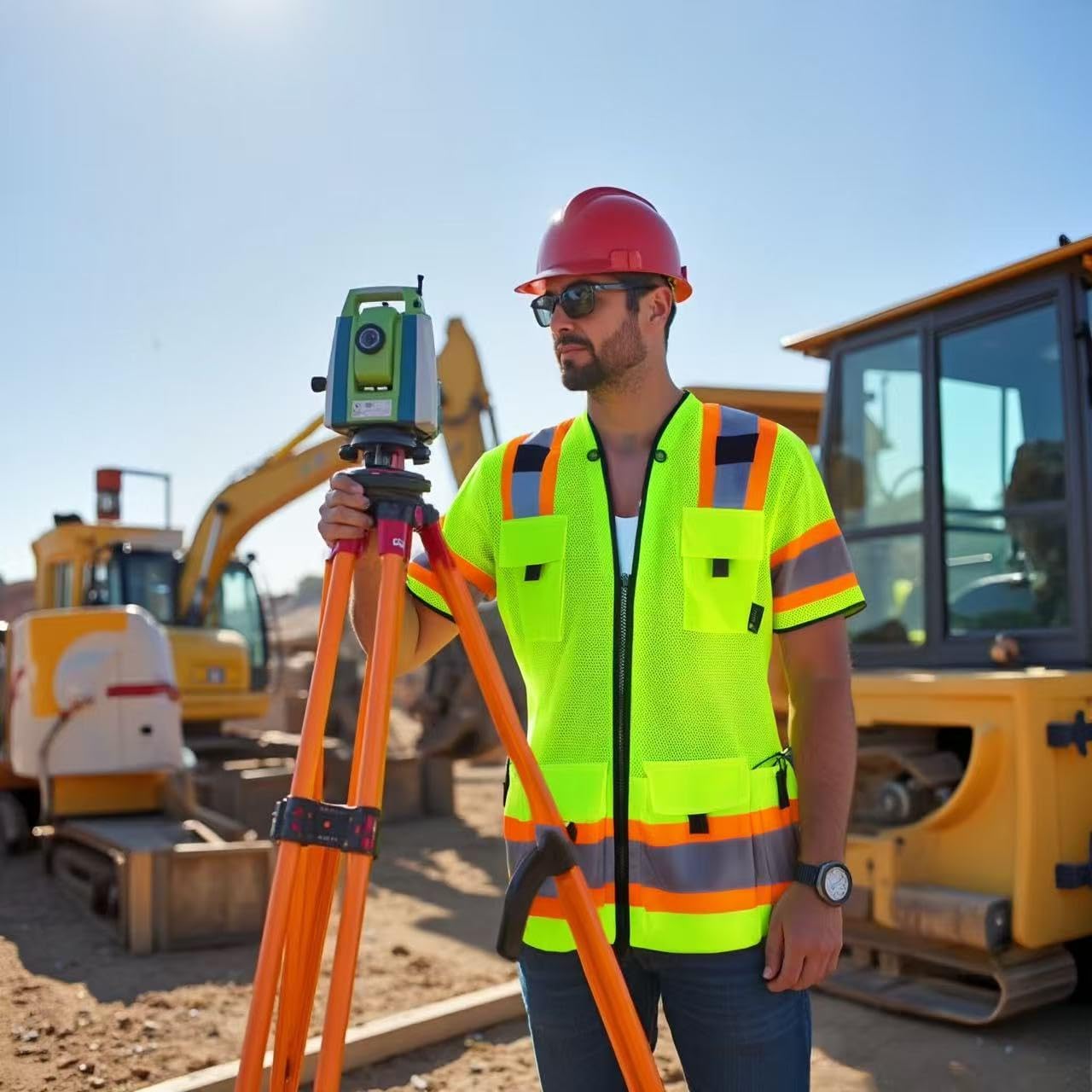 Gasoline Hi-Vis Sleeved Safety Vest For Men-Class 3 Heavy Woven Engineer Vest with Padded Neck to Support, surveyor vest - Image 4