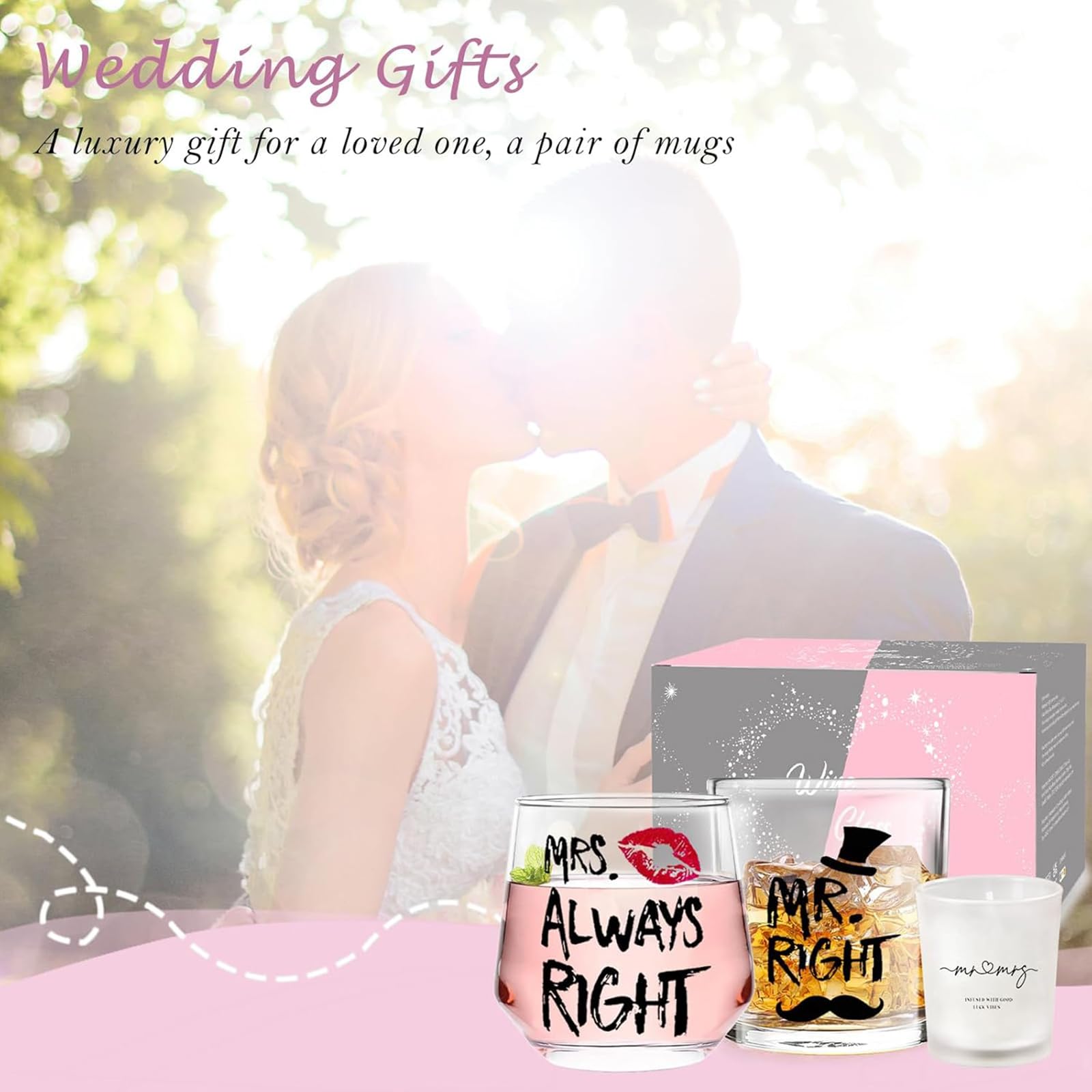 Wijnglazen set 2 mr and mrs right - online kopen? | Korting tot 67