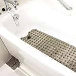 HealthSmart Mat de bain Extra Large Pas de douche glissoire & Tapis de bain avec ventouses et trous d'évacuation pour poignée antidérapante, lavable en machine, extra grand, 40 x 15.5, bleu