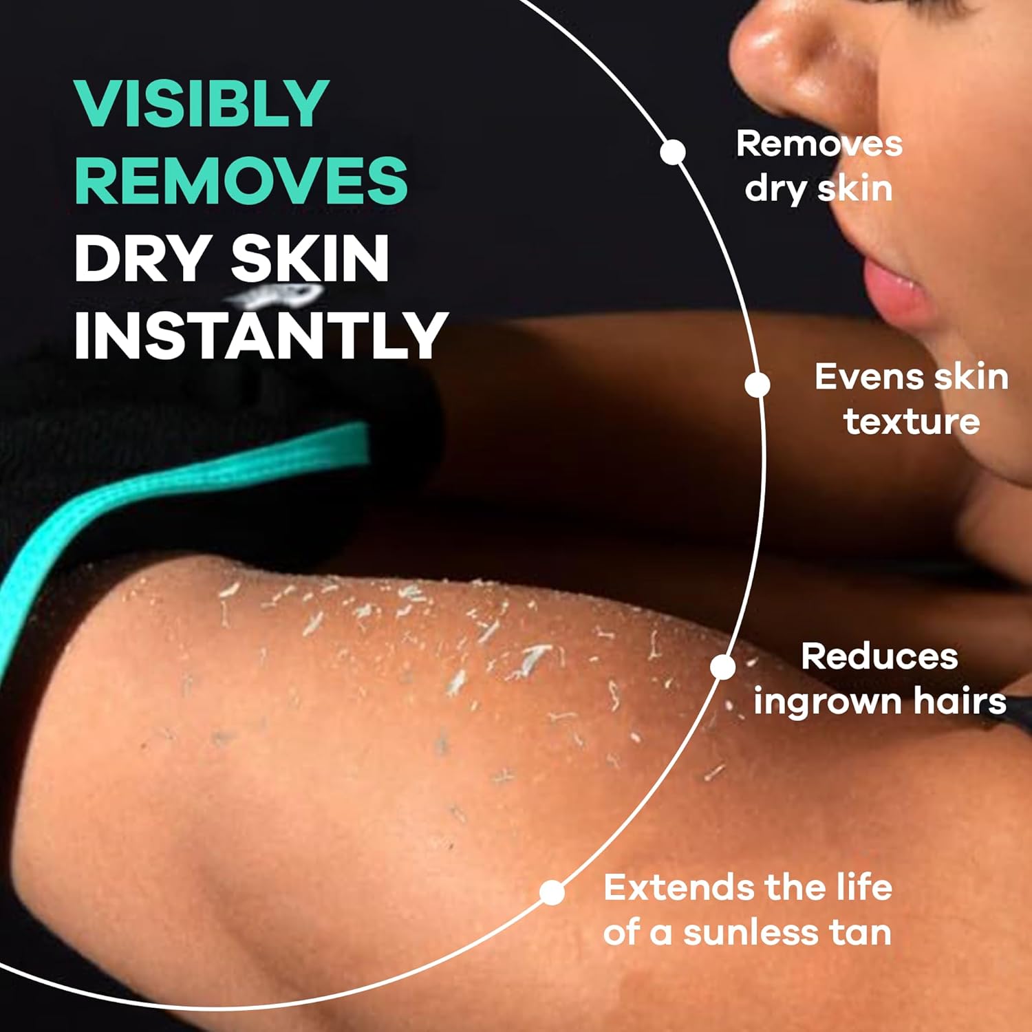 Dermasuri - Deep Exfoliating Glove for Shower - Scrubbing Mitt Body Scrubber Gloves - Korean Skin Cleaner Exfoliator - Dead Skin Buffing Treatment - Keratosis Pilaris Scrub Remover - (1 Pack) - Image 2