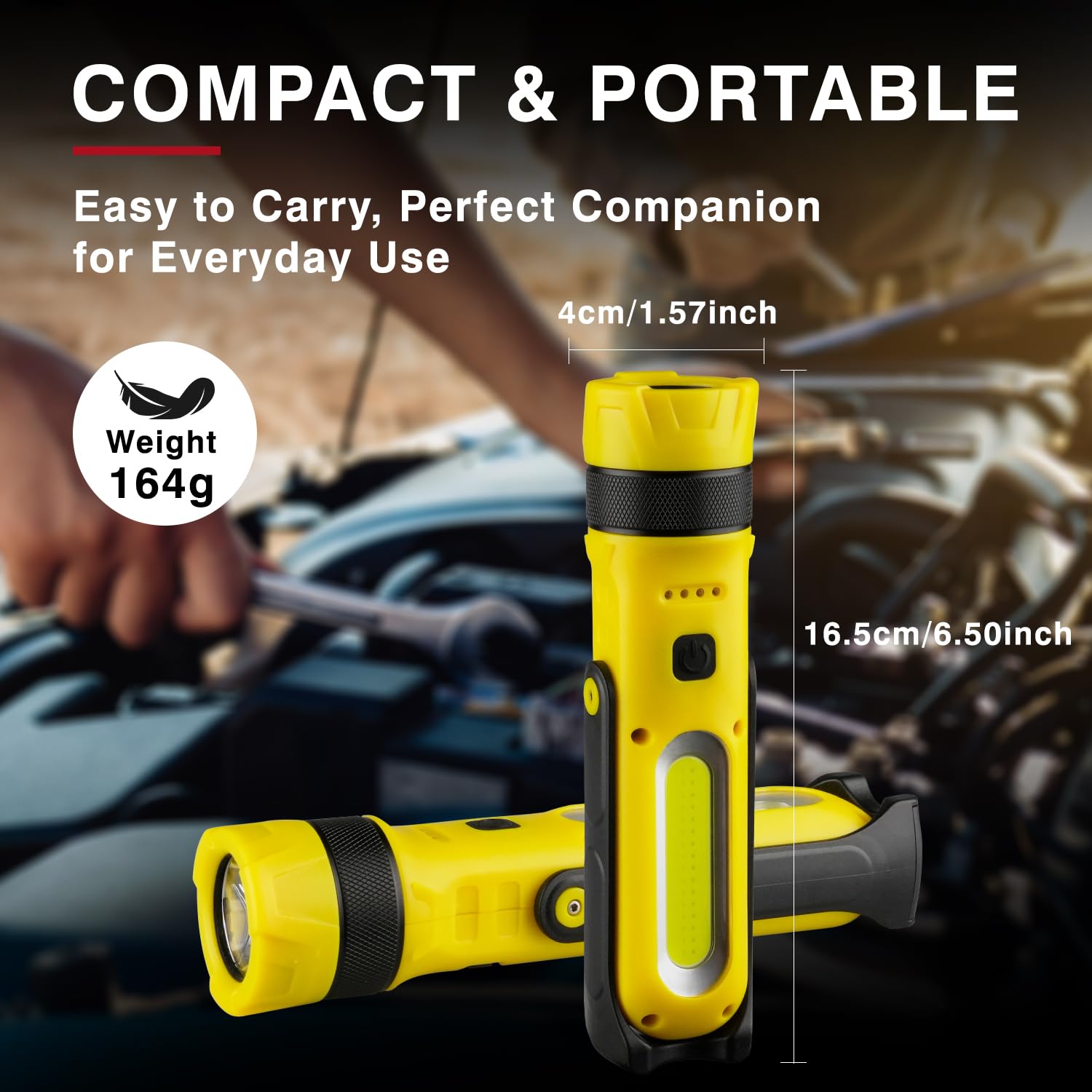 Napatyre LED Rechargeable Torch, Portable Inspection Lamp with Magnetic Base & COB Side Light - Image 4