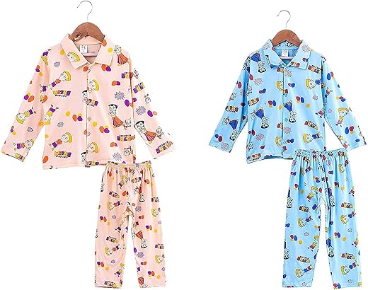 SEE FIT Baby Boy's &amp; Baby Girl's Cotton Abstract Print Night Suit Set Pack of 2