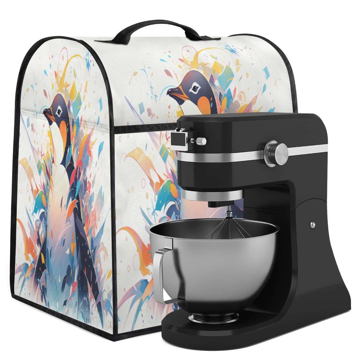 Coffee Maker Cover Colorful Animal Penguin Kitchen Appliance Covers Small Appliance Covers Blender Cover Juicer Cover Dust Covers for Kitchen Appliances with Top Handle and Pockets,Washable,C163