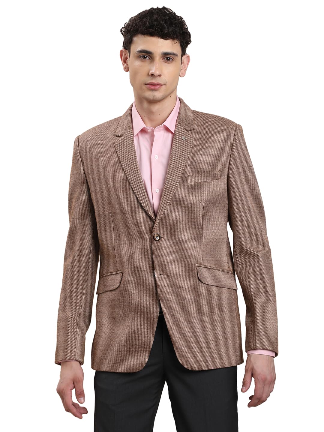turtle Men’s Brown Knitted Tailored Fit Dobby Weave Casual Blazer || Stylish Lightweight Party & Office Wear Jacket for Men-picture-21