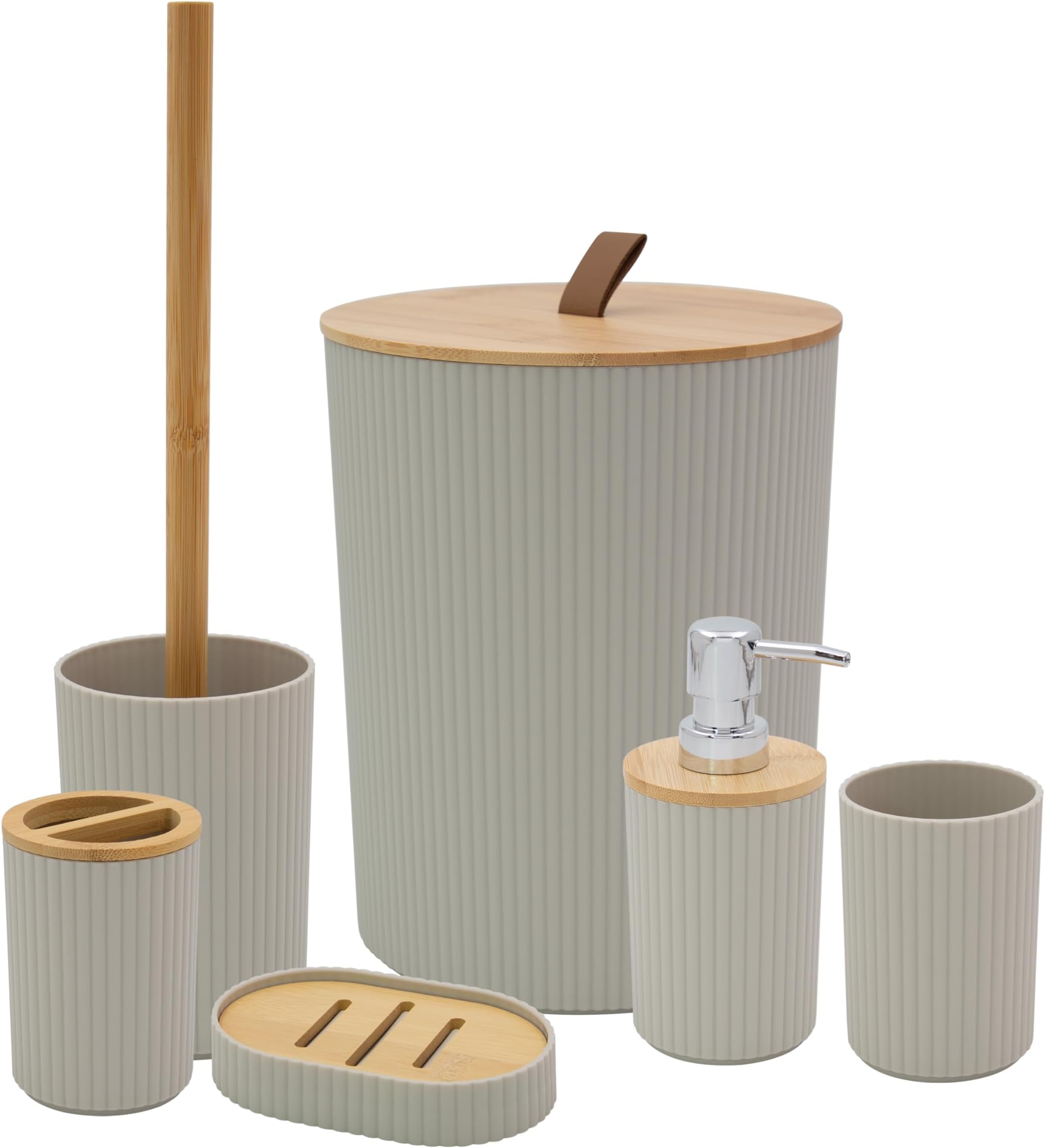 Bathlux Modern Design 6 Piece Bathroom Accessory Set, Toilet Brush